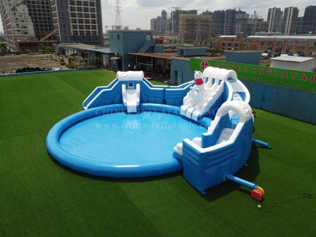 Pool2-740 Frozen World Polar Bear Inflatable Slide & Pool