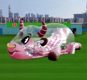 T6-1167 Pink cow transparent bouncy cast...