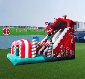 T8-4551 Santa Skiing Inflatable Slide