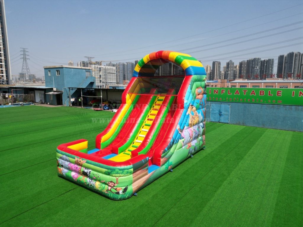 T8-6000B Rainbow Jungle Theme Inflatable Slide