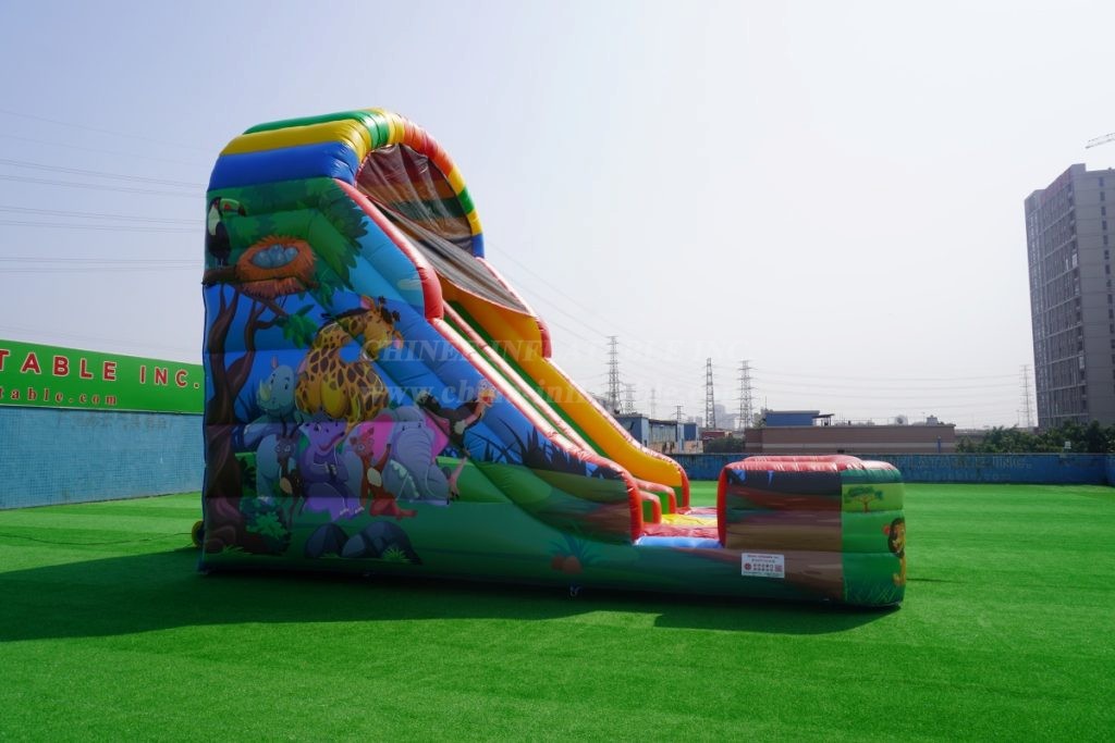 T8-6000B Rainbow Jungle Theme Inflatable Slide